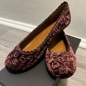Marc by Marc Jacobs Women's Velvet Prune  "letterings" Ballet Flats - Size 37